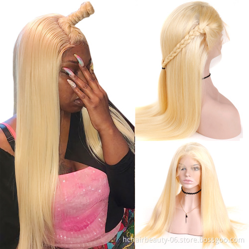 Wholesale Middle Part 613 Blonde 13x1 Lace Pre Plucked 130% 150% 180% Remy Wig 100% Human Hair Extensions Wig